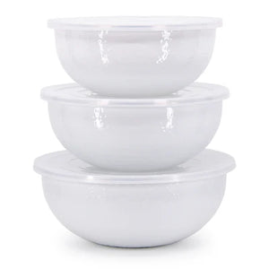 Enamelware White Mixing Bowl set of 3