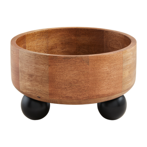 BEADED RAISED MANGO WOOD BOWL