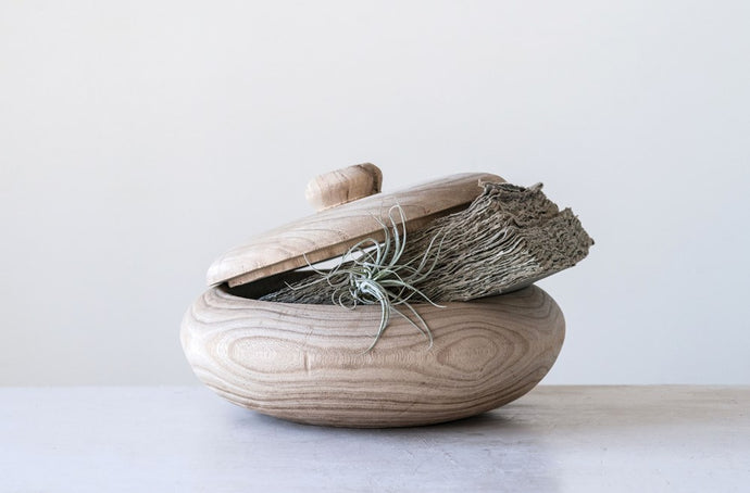 Wood Bowl With Lid